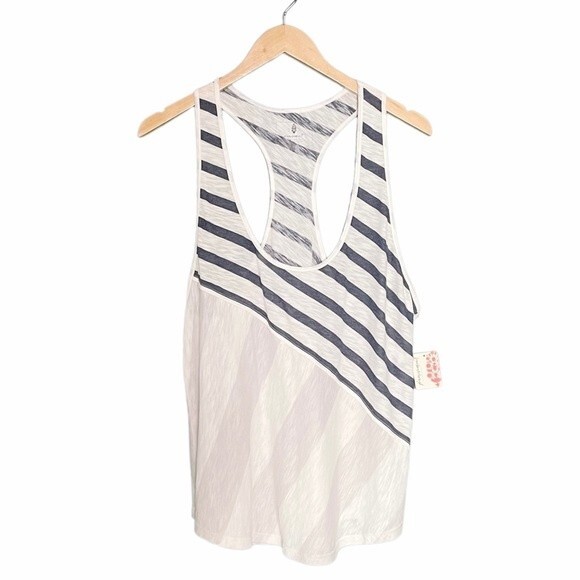 NWT Free People Keep Rolling Racerback Tank Navy Sage Combo Size Medium NEW - Picture 3 of 16